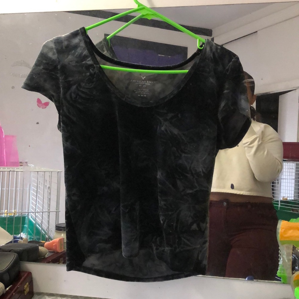 Velvet blue tie-dye shirt
